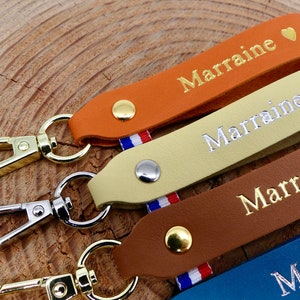 Porte-clés en cuir fait main Marraine image 6