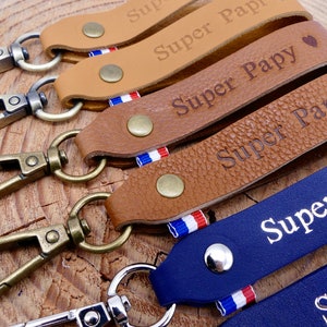 Porte-clés en cuir fait main Super Papy ou Super Papi image 3