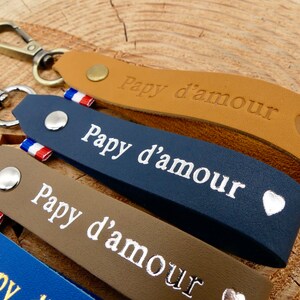 Porte-clés en cuir fait main Papi d'amour ou Papy d'amour image 4