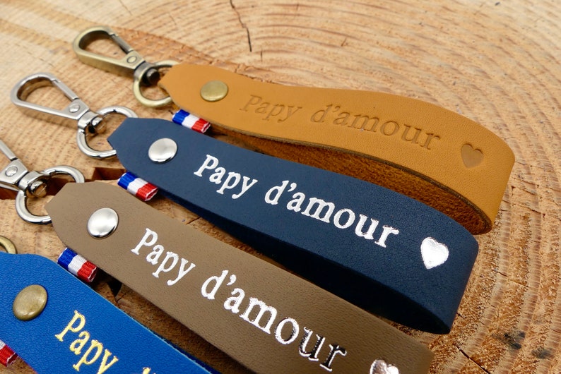 Porte-clés en cuir fait main Papi d'amour ou Papy d'amour image 4