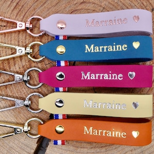 Porte-clés en cuir fait main Marraine image 1