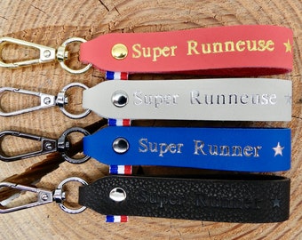 Handmade leather keychain "Super Runner"