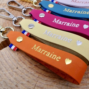 Porte-clés en cuir fait main Marraine image 4