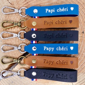 Handmade leather key ring “Papi darling” or “Papy darling”