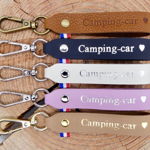Porte-clés en cuir fait main "Camping-car / Van / Camion"