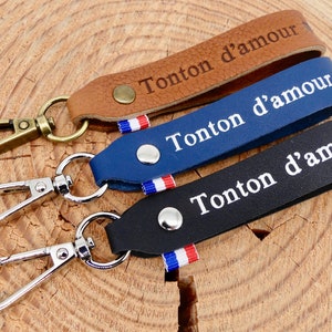 Porte-clés en cuir fait main Tonton d'amour image 3