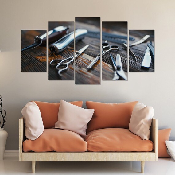 Hair Salon Tools Barbershop Framed Unframed Canvas Five Etsy
