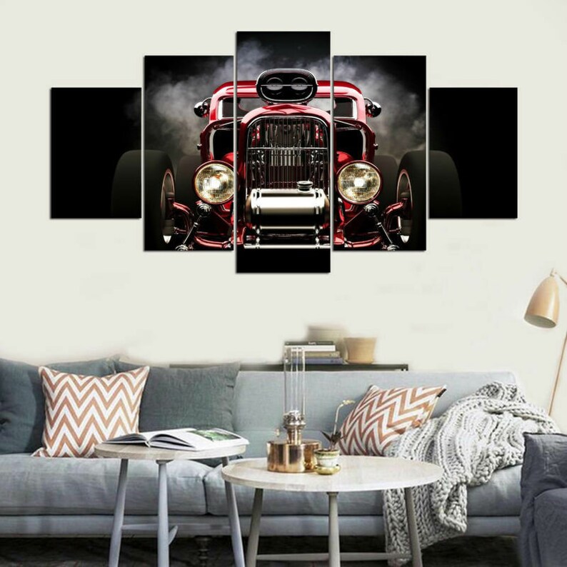 Hot Rod Muscle Car Framed Canvas Five Piece Wall Art Home Etsy