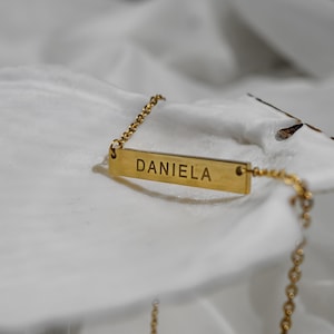 Gold Personalized Nameplate Necklace: Engraved Stainless Steel Jewelry