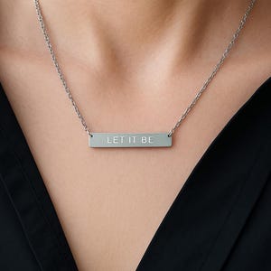 Custom Engraved Bar Necklace – Personalized Name Pendant – Minimalist Horizontal Necklace for Her