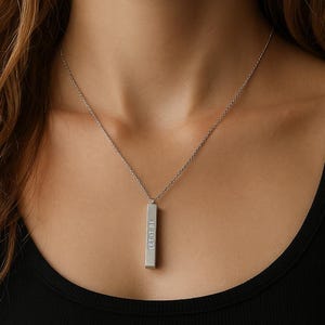 Engraved Bar Necklace – Personalized Steel Jewelry – Gift for Wife, Girlfriend, or Her
