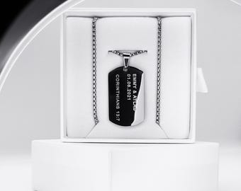 Collar con placa de identificación grabada: colgante militar personalizado con dibujo personalizado