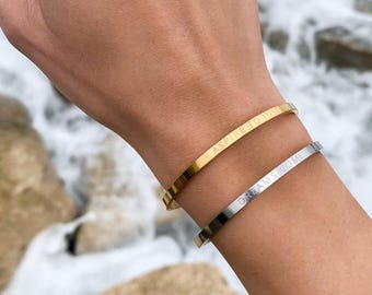 Aangepaste diamantgegraveerde roestvrijstalen armband voor dames – gepersonaliseerd cadeau voor haar – uniek cadeau