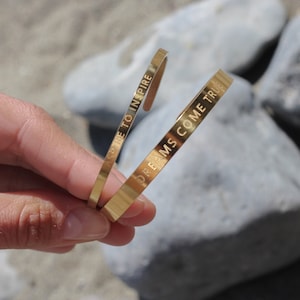 Engraved Gold Couple Bracelets: Matching Cuffs -  Personalized Anniversary Gift