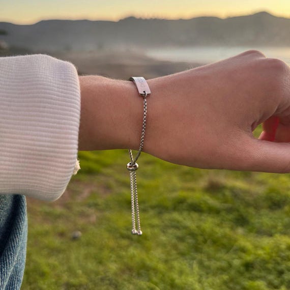 Personalized Adjustable Chain Bracelet Custom Diamond Engraved