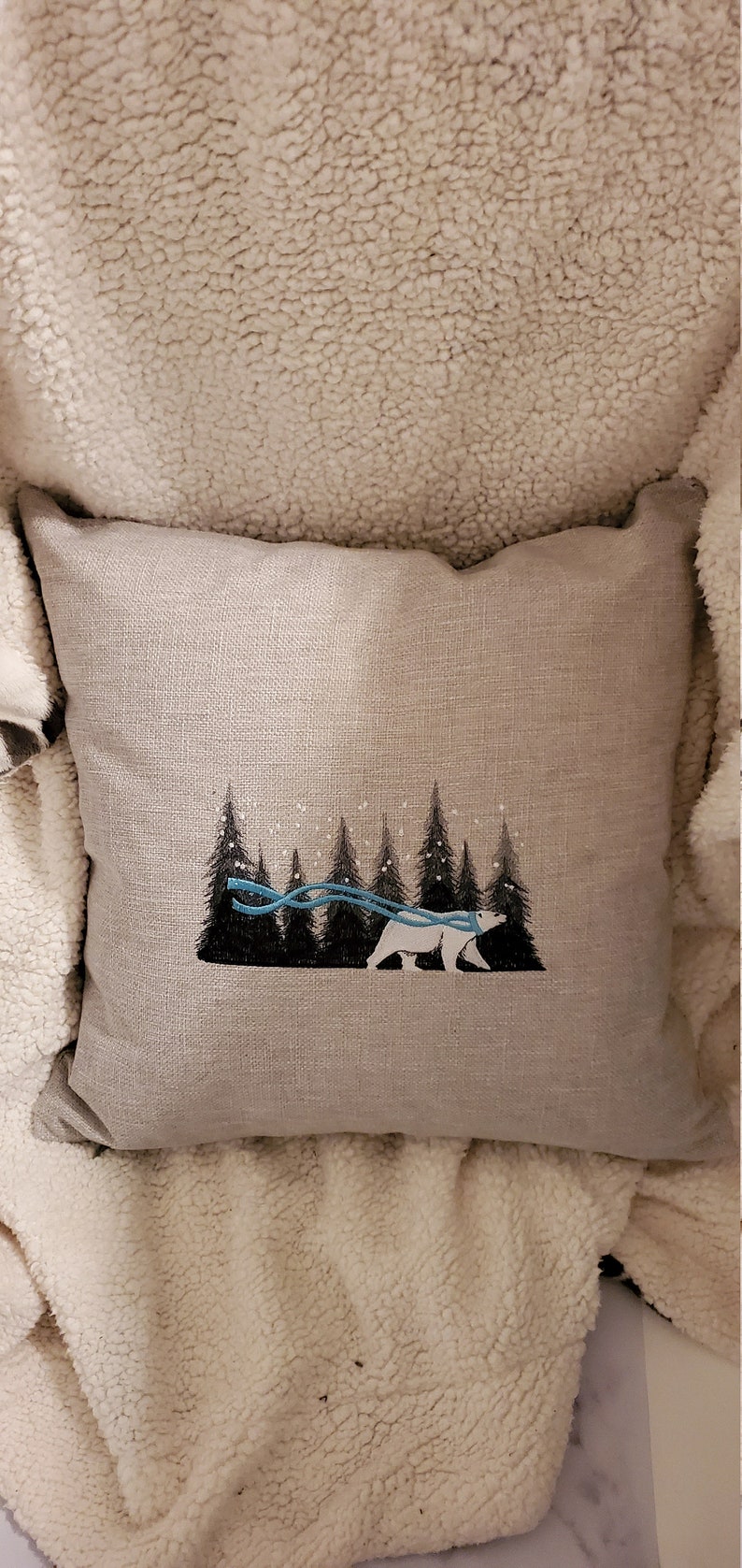 polar bear winter forest pillow cover