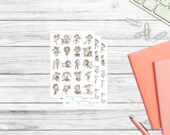 Doodle Girls Stickers | Planner Stickers | Bullet Journal Stickers