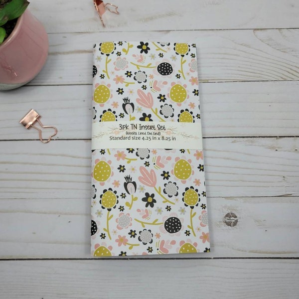 Floral Designer Traveler Notebook Inserts 32 lbs Paper| Midori Insert | Journal Insert | TN Insert Set| Custom Available