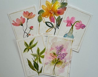 First Listing- A pack of 5, 4x6" original hand painted notecards