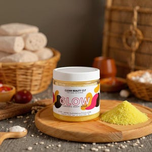 Glow Turmeric Body Scrub – Brightening Exfoliating Scrub with Grapeseed Oil & Turmeric | Handmade Skincare for Glowing Skin