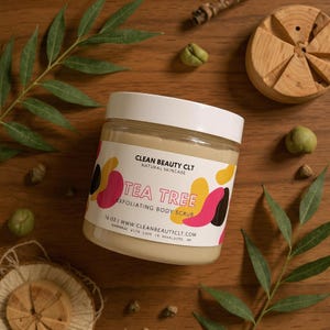 Tea Tree Exfoliating Body Scrub – Clarifying Sugar Scrub with Grapeseed Oil & Tea Tree Essential Oil | Scrub for Breakout-Prone Skin