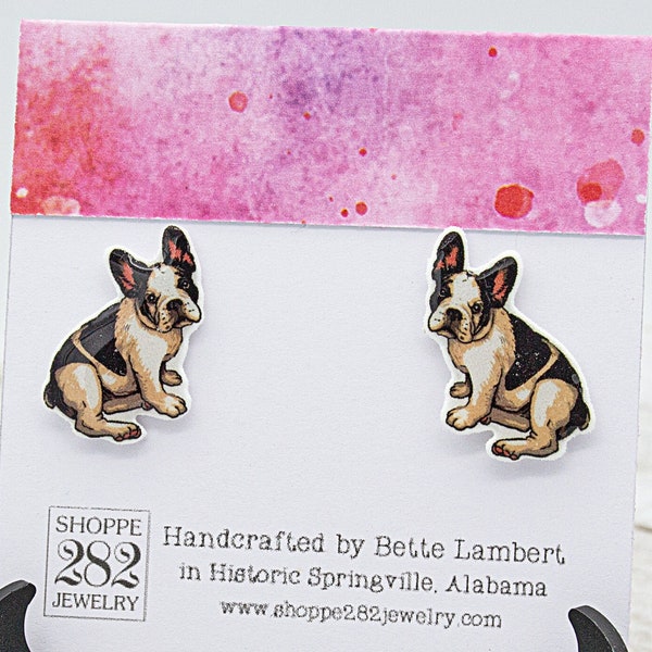 Little Frenchie Earrings | Handmade Epoxy Resin French Bulldog | Gift for Any Age Dog Lover | Gift for Vet | Gift Boxed