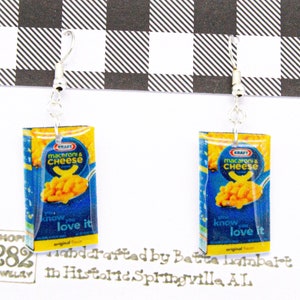 Handmade Mac and Cheese Earrings: Epoxy Resin, Sterling Silver Wires
