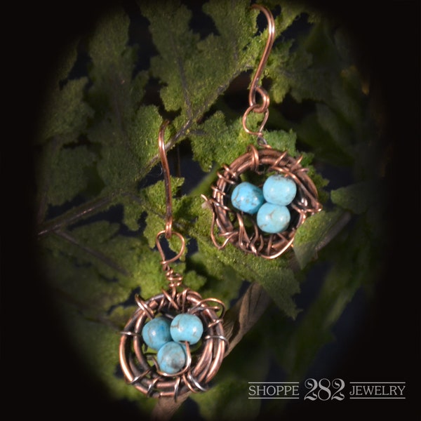 Copper Wire Wrapped Bird's Nest Earrings | MADE TO ORDER | Dainty and So Pretty | Tiny Bead Eggs Nestled in Copper Wire Nest