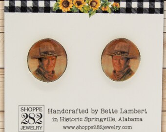 Handmade John Wayne Resin Earrings | Western Movie Fan Gift