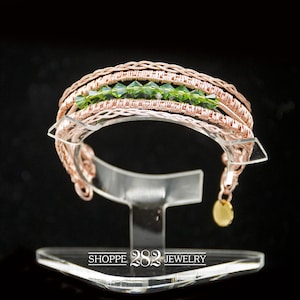 Rose Gold Woven Wire 5 Strand Harmony Cuff Bracelet with Swarovski Crystals | Adjustable for Perfect Fit | Beautiful Gift Idea | Gift Boxed