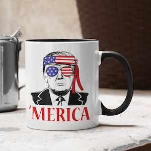 Trump merica koffie- of theemok. Uniek en leuk cadeau voor pro-Trump-supporters van Amerika. Geweldig als verjaardags- of vakantiecadeau.