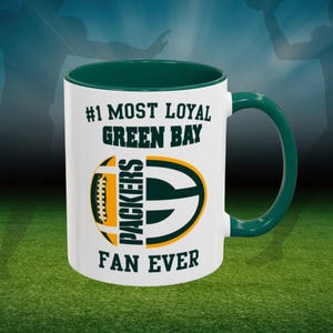 Green Bay Packers gifts, unique gift for green bay packers sports fans, green bay mug, nfl american football super bowl two-toned coffee cup