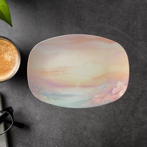 Minimalist Pastel Scenery Decorative Serving Platter housewarming gift, aesthetic plate bowl, unique gift for her, home kitchen decor
