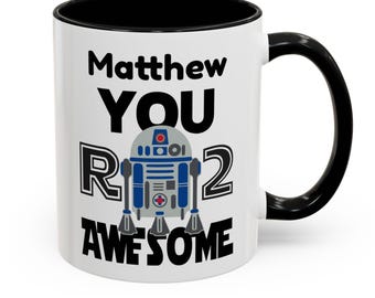Gepersonaliseerde R2-D2 koffiemok: Star Wars-cadeau, tweekleurige theekop