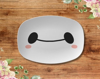 Piatto Baymax: decorazione kawaii minimalista, regalo divertente, prodotto negli USA