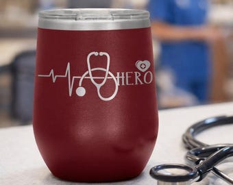 Vaso térmico Hero Medic de 355 ml, regalo para enfermeras, taza para profesionales médicos, agradecimiento a técnicos de emergencias médicas, recuerdo para médicos, regalo para trabajadores de la salud