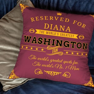 Personalized washington fan pillow case, unique custom gift for washington sports fan, NFL, super bowl pillowcase