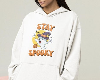 Retro stay spooky halloween adult unisex hoodie, cute halloween hoodie, halloween family