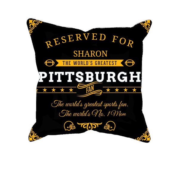 Personalized pittsburgh football pillow case, unique custom gift for pittsburgh steelers fans, NFL american football super bowl pillowcase