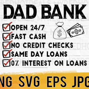 Dad bank svg, funny dad svg, fathers day svg, dad of girls svg, dad designs svg png eps jpg, banker dad shirt svg, easy download