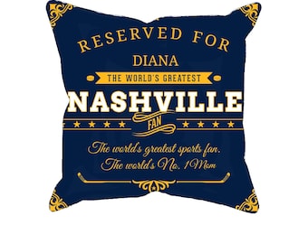 Personalized Nashville hockey pillow case, unique custom gift for nashville predators fans, NHL ice hockey pillow cover, hockey sports fan