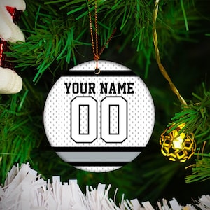 Personalized Oakland Las Vegas Raiders football ceramic Christmas ornament, unique custom gift for NFL Raiders sports fans, home decor house