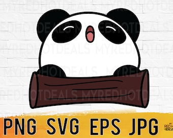 Cute kawaii panda svg png eps jpg, cartoon panda svg, instant download for commercial business use, cute panda clipart