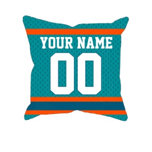 Miami  personalized football jersey pillow case, unique custom gift for NFL fans with your name and number choice fan pillowcase