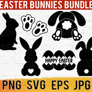 Easter Bunny SVG Bundle, Rabbit png eps sublimation,  Happy Easter design crafts printable, Rabbit Silhouette, easy instant download