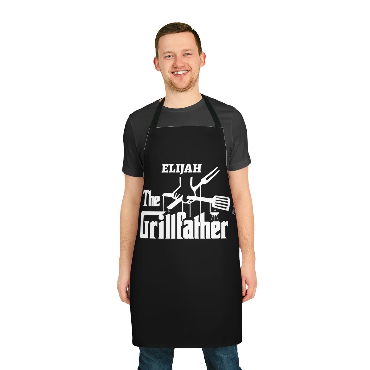 The Grillfather Schürze – Personalisierte Grillschürze Aus Baumwolle, Verstellbar, Mit Taschen