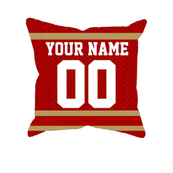 San Francisco personalized football jersey pillow case, unique custom gift for NFL fans with your name and number choice fan pillowcase