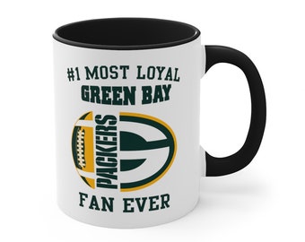 Green Bay Packers gifts, unique gift for green bay packers sports fans, green bay mug, nfl american football super bowl two-toned coffee cup