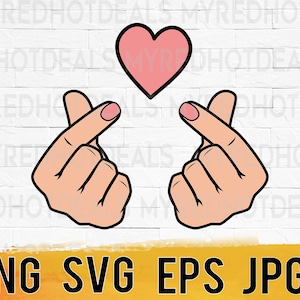 I love you Korean Love hand sign SVG png eps, saranghaeyo, SVG files for cricut, Kpop Kdrama fans gifts printable instant digital download