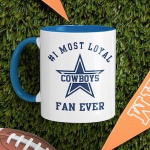 Dallas coffee mug, unique gift for dallas cowboys sports fans, nfl american football super bowl two-toned coffee cup